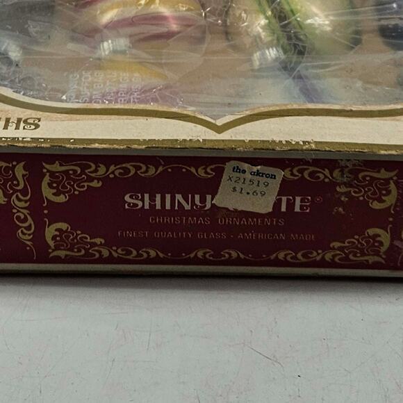 Vintage 12 Shiny Brite Glass Christmas Tree Ornaments RARE Original Box - Picture 8 of 8